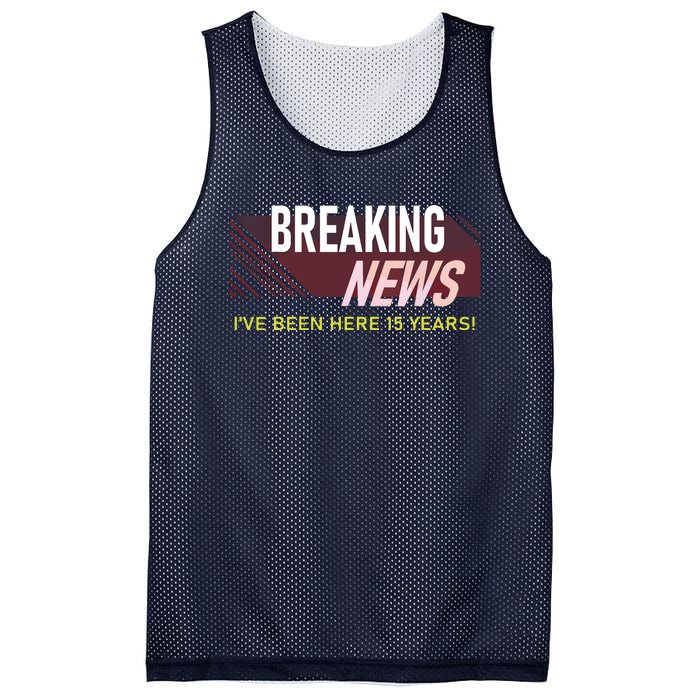 Funny 15 Year Work Anniversary 15th Employee Appreciation Mesh Reversible Basketball Jersey Tank