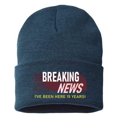 Funny 15 Year Work Anniversary 15th Employee Appreciation Sustainable Knit Beanie