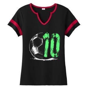 Football 10 Years Old Boy Birthday Party Ladies Halftime Notch Neck Tee