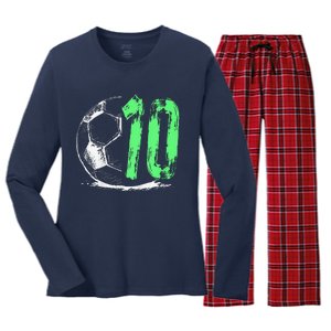 Football 10 Years Old Boy Birthday Party Women's Long Sleeve Flannel Pajama Set 