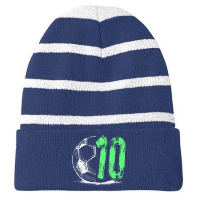 Football 10 Years Old Boy Birthday Party Striped Beanie with Solid Band