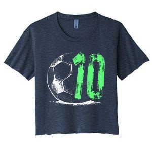 Football 10 Years Old Boy Birthday Party Women's Crop Top Tee