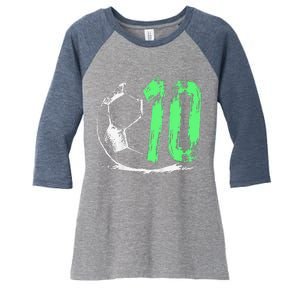 Football 10 Years Old Boy Birthday Party Women's Tri-Blend 3/4-Sleeve Raglan Shirt