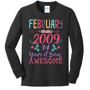 February 2009 14th Birthday Gift 14 Years Old Cute Kids Long Sleeve Shirt