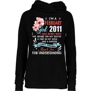 February 2011 12th Birthday Gift 12 Years Old Womens Funnel Neck Pullover Hood