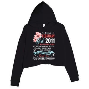 February 2011 12th Birthday Gift 12 Years Old Crop Fleece Hoodie