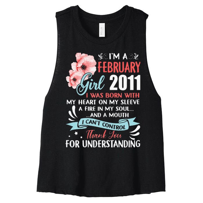 February 2011 12th Birthday Gift 12 Years Old Women's Racerback Cropped Tank