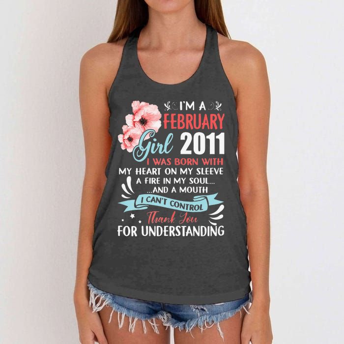 February 2011 12th Birthday Gift 12 Years Old Women's Knotted Racerback Tank