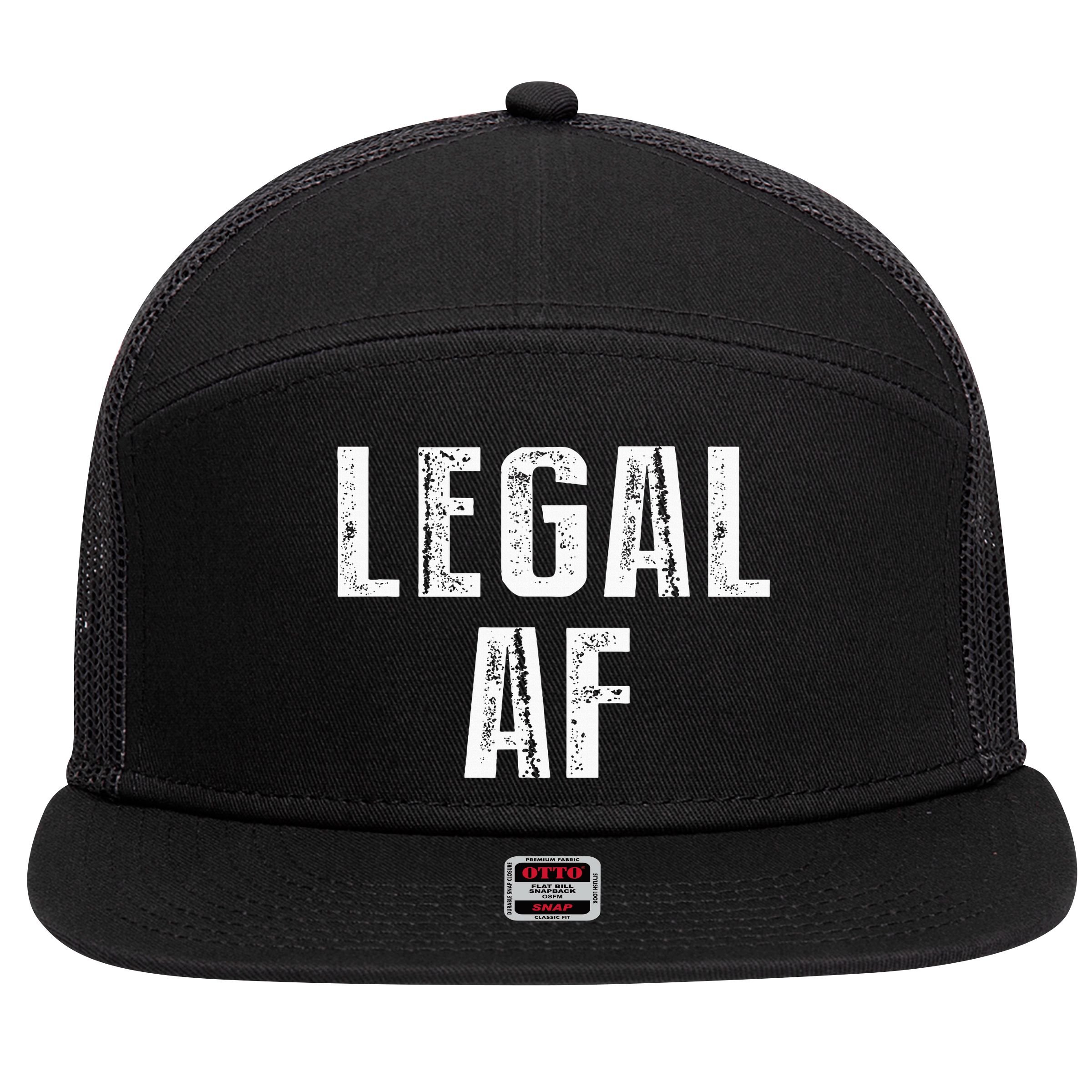 Funny 21st Birthday Gift Legal Af 21 Years Old 7 Panel Mesh Trucker Snapback Hat