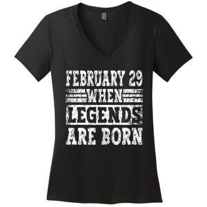 February 29 Birthday Cool Leap Year Women's V-Neck T-Shirt