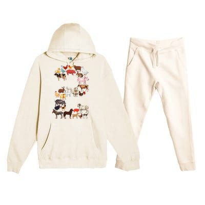 Fun 2nd Birthday Farm Animals Themed 2 Year Old Bday Premium Hooded Sweatsuit Set