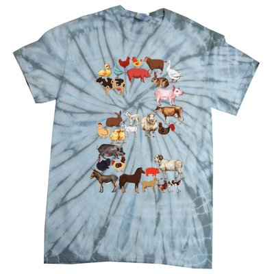 Fun 2nd Birthday Farm Animals Themed 2 Year Old Bday Tie-Dye T-Shirt