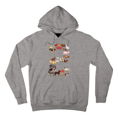 Fun 2nd Birthday Farm Animals Themed 2 Year Old Bday Tall Hoodie