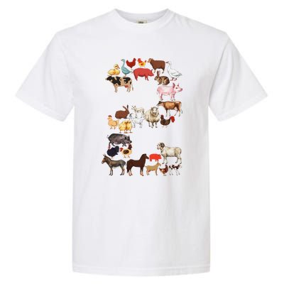 Fun 2nd Birthday Farm Animals Themed 2 Year Old Bday Garment-Dyed Heavyweight T-Shirt