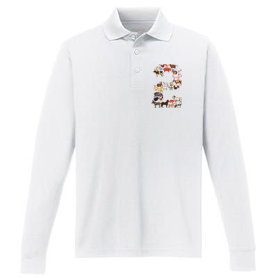 Fun 2nd Birthday Farm Animals Themed 2 Year Old Bday Performance Long Sleeve Polo