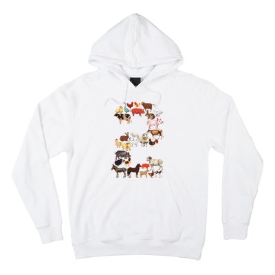 Fun 2nd Birthday Farm Animals Themed 2 Year Old Bday Hoodie