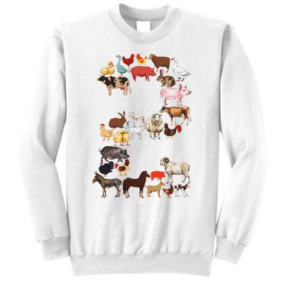 Fun 2nd Birthday Farm Animals Themed 2 Year Old Bday Sweatshirt