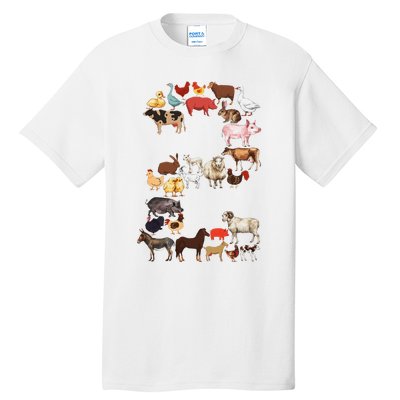 Fun 2nd Birthday Farm Animals Themed 2 Year Old Bday Tall T-Shirt