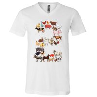 Fun 2nd Birthday Farm Animals Themed 2 Year Old Bday V-Neck T-Shirt