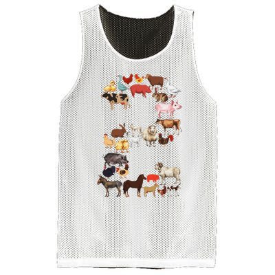 Fun 2nd Birthday Farm Animals Themed 2 Year Old Bday Mesh Reversible Basketball Jersey Tank