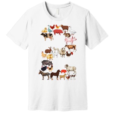 Fun 2nd Birthday Farm Animals Themed 2 Year Old Bday Premium T-Shirt