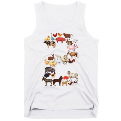 Fun 2nd Birthday Farm Animals Themed 2 Year Old Bday Tank Top