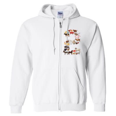 Fun 2nd Birthday Farm Animals Themed 2 Year Old Bday Full Zip Hoodie