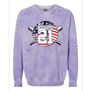 FINALLY 21 BASEBALL 21st BIRTHDAY Colorblast Crewneck Sweatshirt