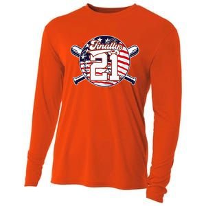 FINALLY 21 BASEBALL 21st BIRTHDAY Cooling Performance Long Sleeve Crew