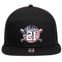 FINALLY 21 BASEBALL 21st BIRTHDAY 7 Panel Mesh Trucker Snapback Hat