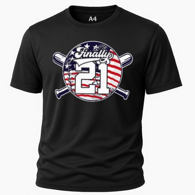 FINALLY 21 BASEBALL 21st BIRTHDAY Cooling Performance Crew T-Shirt