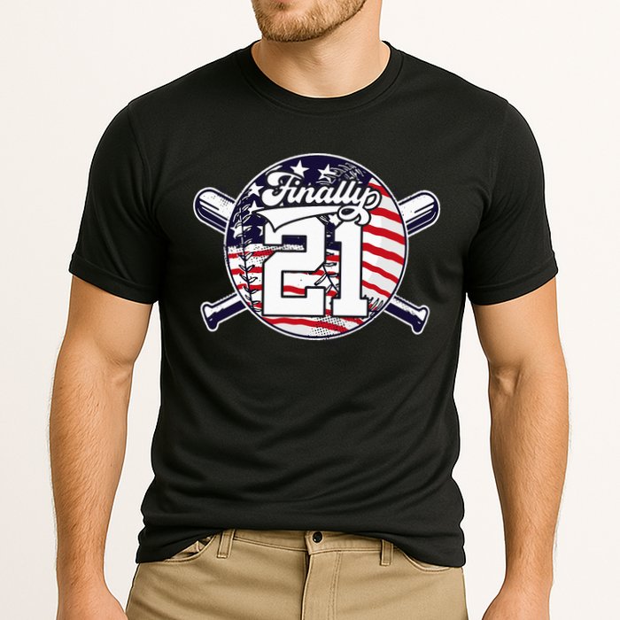FINALLY 21 BASEBALL 21st BIRTHDAY Cooling Performance Crew T-Shirt
