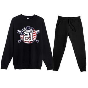 FINALLY 21 BASEBALL 21st BIRTHDAY Premium Crewneck Sweatsuit Set