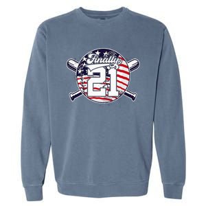 FINALLY 21 BASEBALL 21st BIRTHDAY Garment-Dyed Sweatshirt