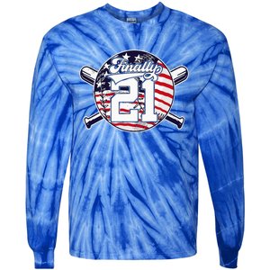 FINALLY 21 BASEBALL 21st BIRTHDAY Tie-Dye Long Sleeve Shirt