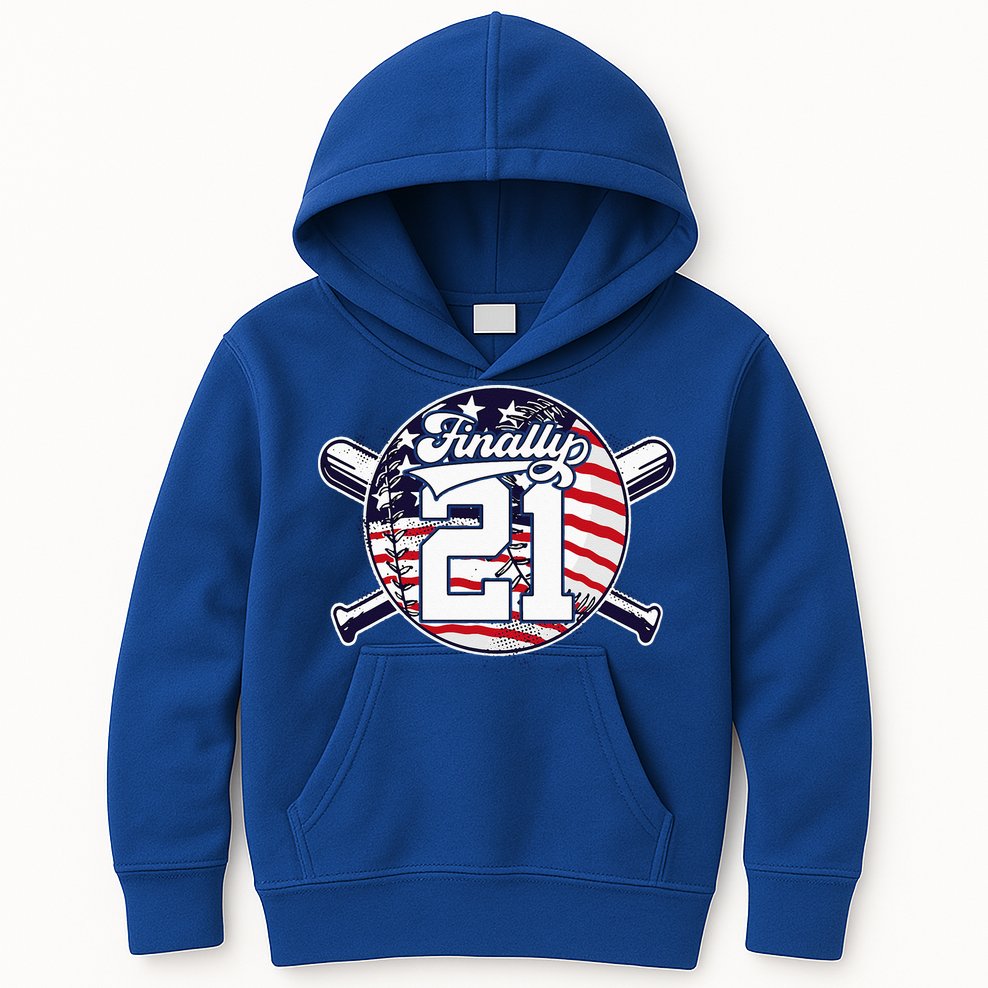 FINALLY 21 BASEBALL 21st BIRTHDAY Kids Hoodie