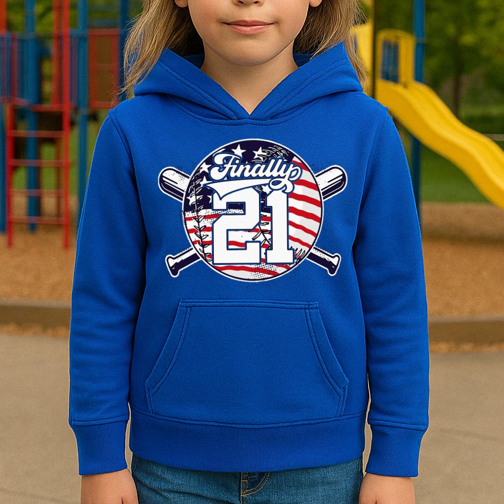 FINALLY 21 BASEBALL 21st BIRTHDAY Kids Hoodie