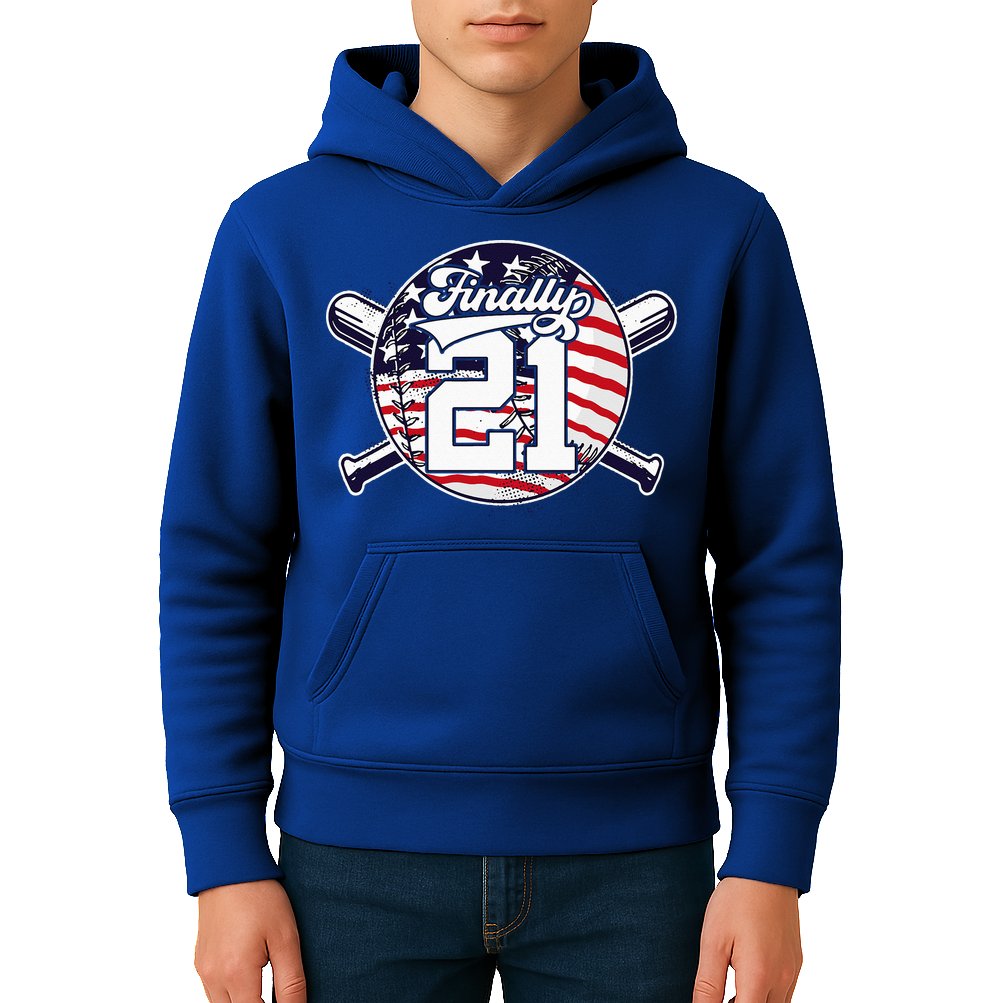 FINALLY 21 BASEBALL 21st BIRTHDAY Kids Hoodie