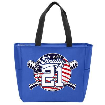 FINALLY 21 BASEBALL 21st BIRTHDAY Zip Tote Bag