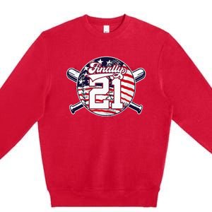 FINALLY 21 BASEBALL 21st BIRTHDAY Premium Crewneck Sweatshirt