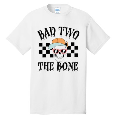 Funny 2nd Birthday Halloween Skeleton Boy Bad Two The Bone Tall T-Shirt