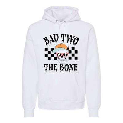 Funny 2nd Birthday Halloween Skeleton Boy Bad Two The Bone Premium Hoodie