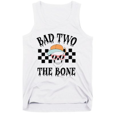 Funny 2nd Birthday Halloween Skeleton Boy Bad Two The Bone Tank Top