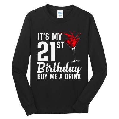 Funny 21st Birthday Art For Womens 21 Years Old Tall Long Sleeve T-Shirt