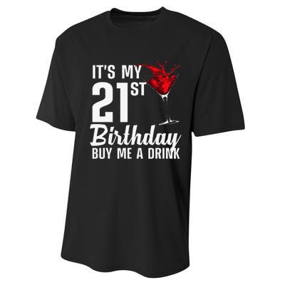 Funny 21st Birthday Art For Womens 21 Years Old Performance Sprint T-Shirt