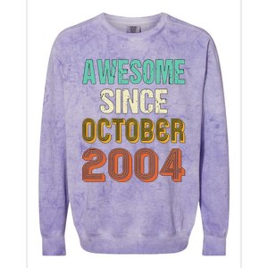 Funny 20th Birthday Awesome Since Oct 2004 Born In October Colorblast Crewneck Sweatshirt