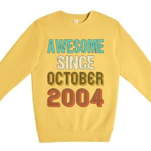 Funny 20th Birthday Awesome Since Oct 2004 Born In October Premium Crewneck Sweatshirt