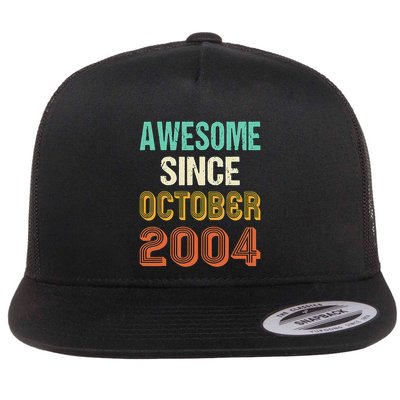 Funny 20th Birthday Awesome Since Oct 2004 Born In October Flat Bill Trucker Hat