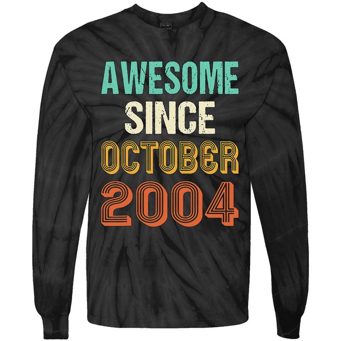 Funny 20th Birthday Awesome Since Oct 2004 Born In October Tie-Dye Long Sleeve Shirt