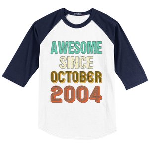 Funny 20th Birthday Awesome Since Oct 2004 Born In October Baseball Sleeve Shirt